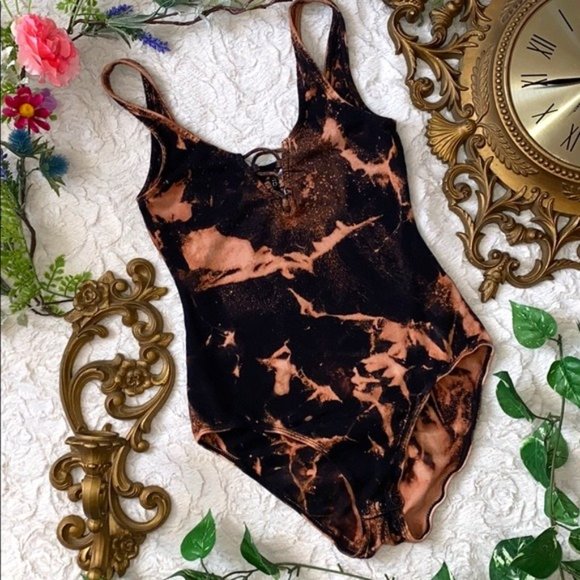 Tops - FAB Custom Dyed Lace Neck Body Suit NWOT